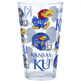 The Memory Company - Kansas Jayhawks 16oz. Allover Print Pint Glass - Multicolor