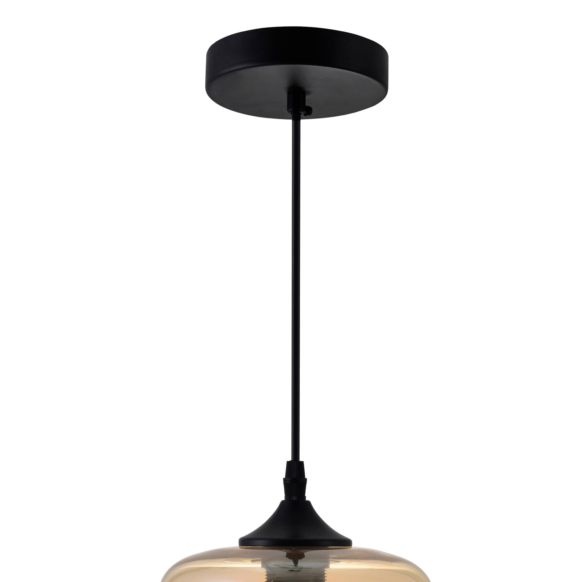 Alt View 1. CWI Lighting - Glass 1 Light Down Mini Pendant With Cognac Finish - Black.