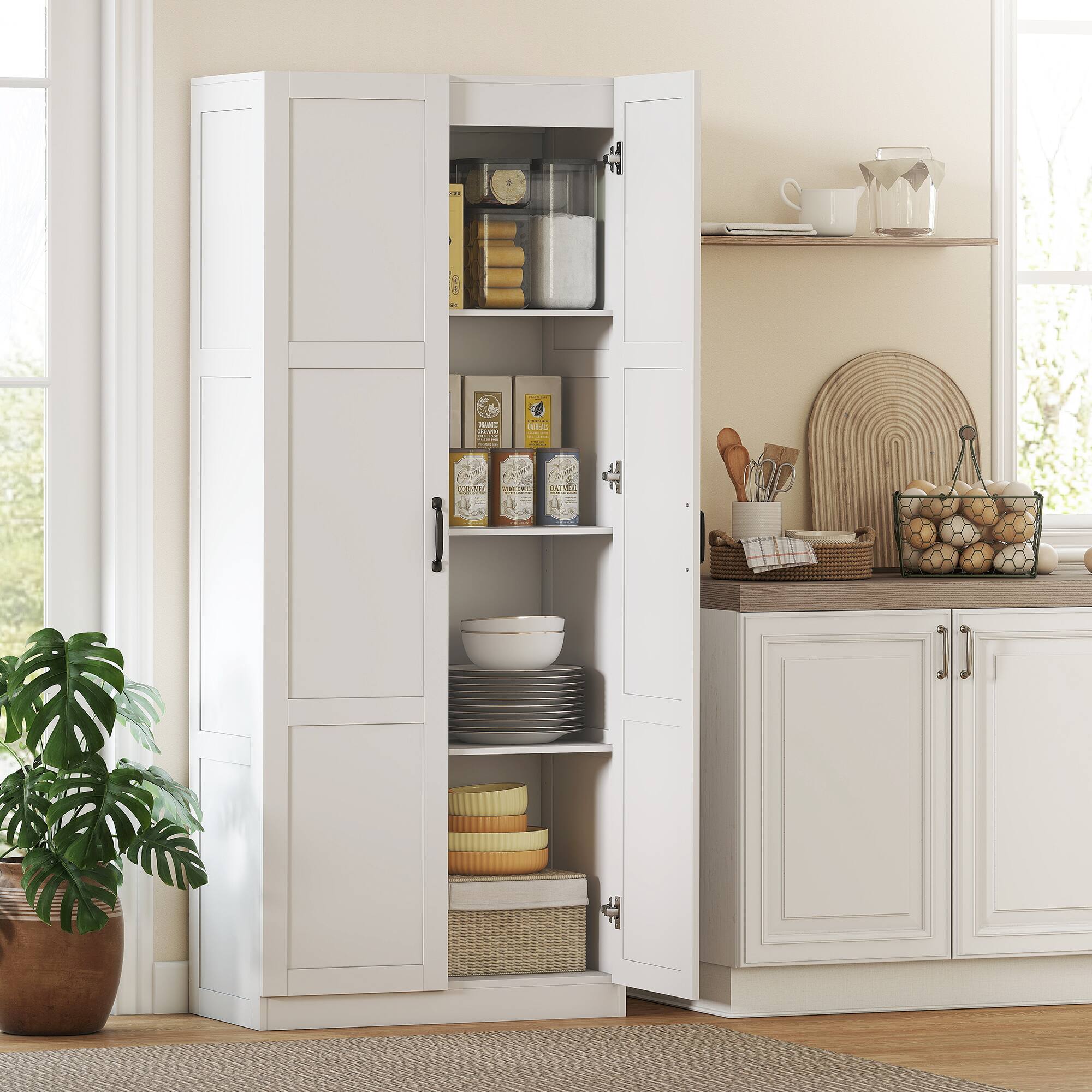 Alt View 1. Homcom - Pantry Cabinet, 71" Tall Kitchen Pantry Storage Cabinet with Soft-Close Hinges - White.