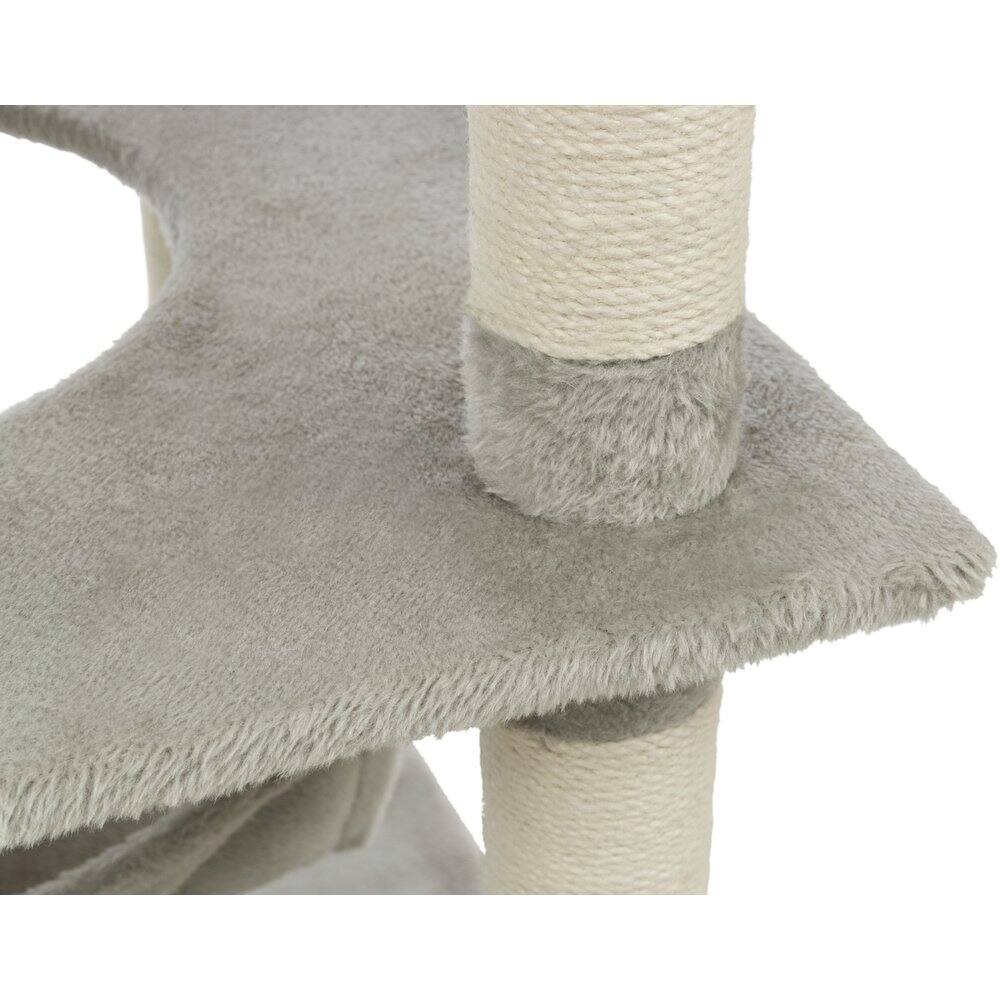 Alt View 4. TRIXIE - Abby Plush 4-Level Cat Tree with Sisal Scratching Posts Condo & Cat Toy - Gray.