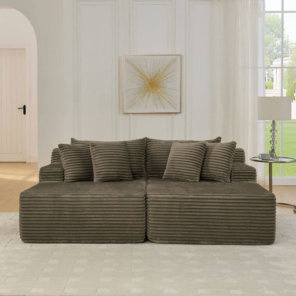 Alt View 2. Kadyn - Two-Seater Compressed Lounge Chair, Velvet Upholstery with Fluffy Cushioning, Ready to Use Design, Brown - Brown.