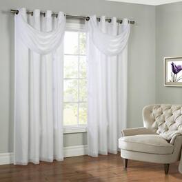 Commonwealth Home Fashions - Commonwealth Thermavoile Rhapsody Lined Grommet Ascot Valance - 36x19" - White