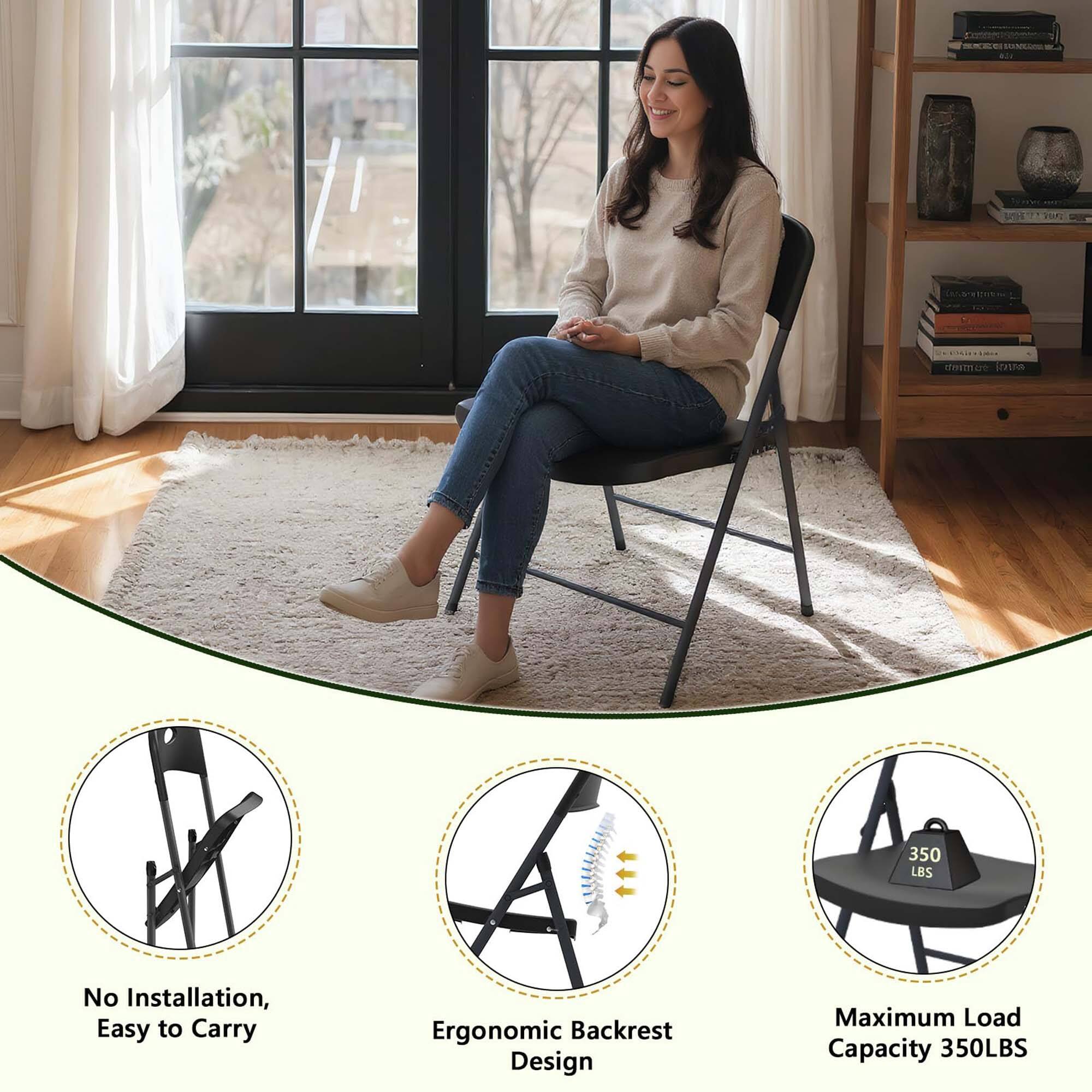 - No Installation, Easy to Carry
- Ergonomic Backrest Design
- Maximum Load Capacity 350 LBS