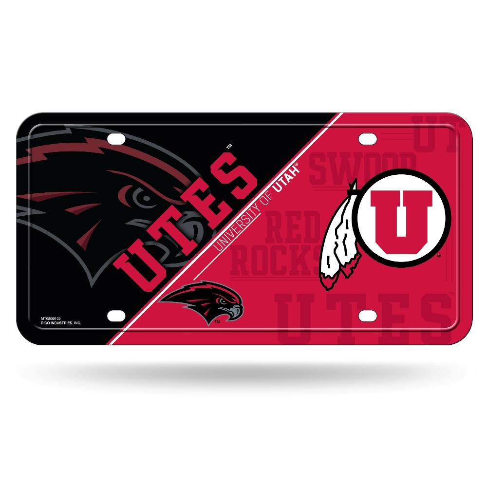 Rico Industries - Utah Utes Logo 12x6 Metal License Plate Auto Tag - Multi