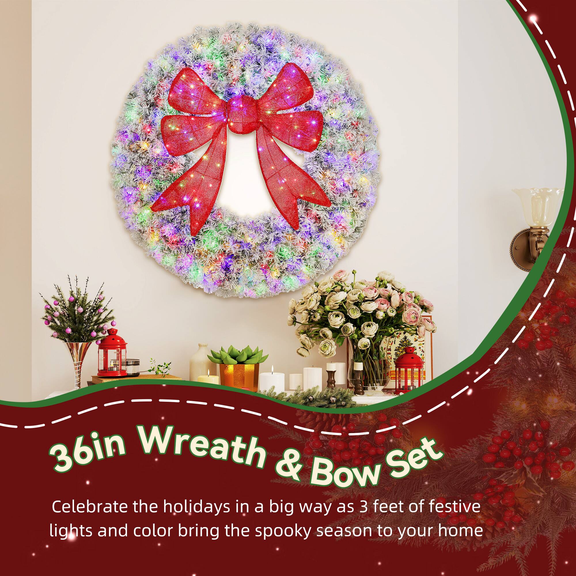 36in Wreath & Bow Set

Celebrate the holidays in a big way as 3 feet of festive lights and color bring the spooky season to your home