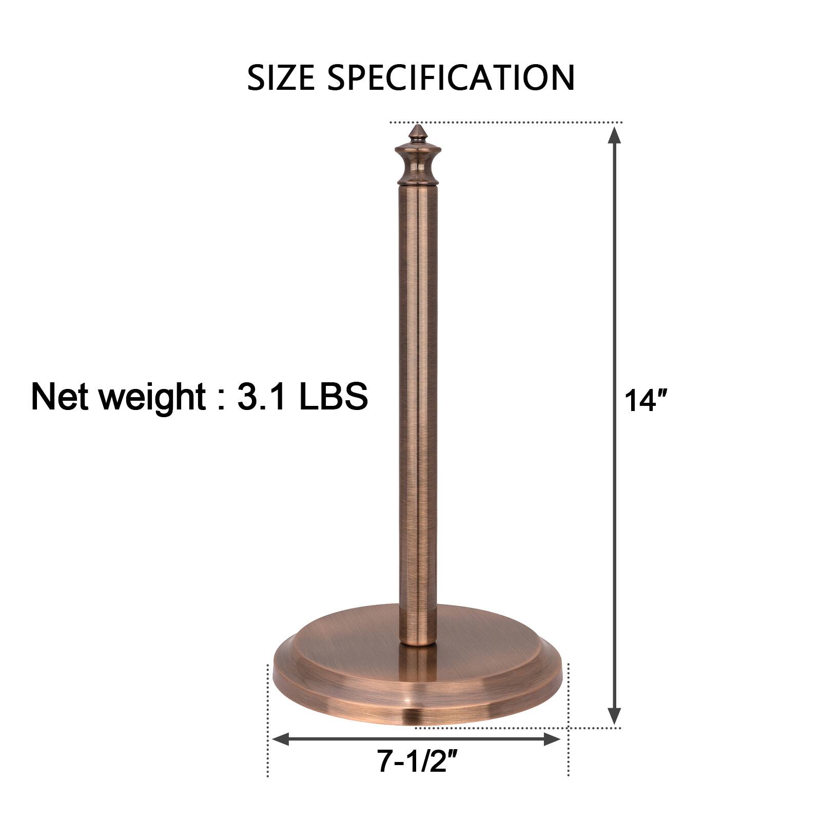SIZE SPECIFICATION  
Net weight: 3.1 LBS  
14"  
7-1/2"