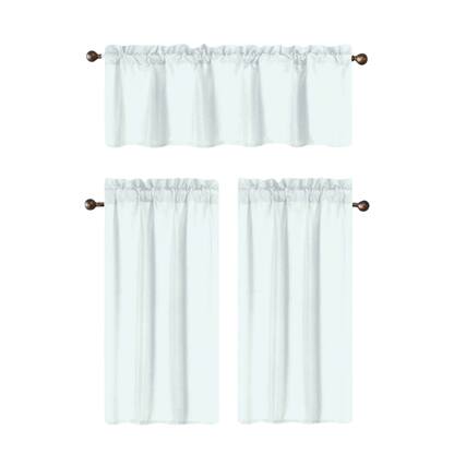 Front. RT Designers Collection - RT Designers Collection 100% Polyester Gibson Solid 3 PC Kitchen Curtains Valance & Tiers Set 54" x 18" White - White.