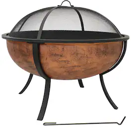 Sunnydaze - 32 in Steel Fire Pit with Screen, Grate, and Poker - Copper