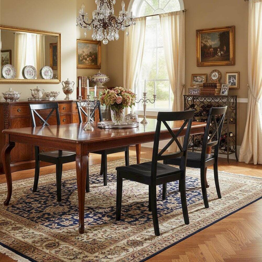 Alt View 1. FurniFact - Black Dining Chair - Brown.