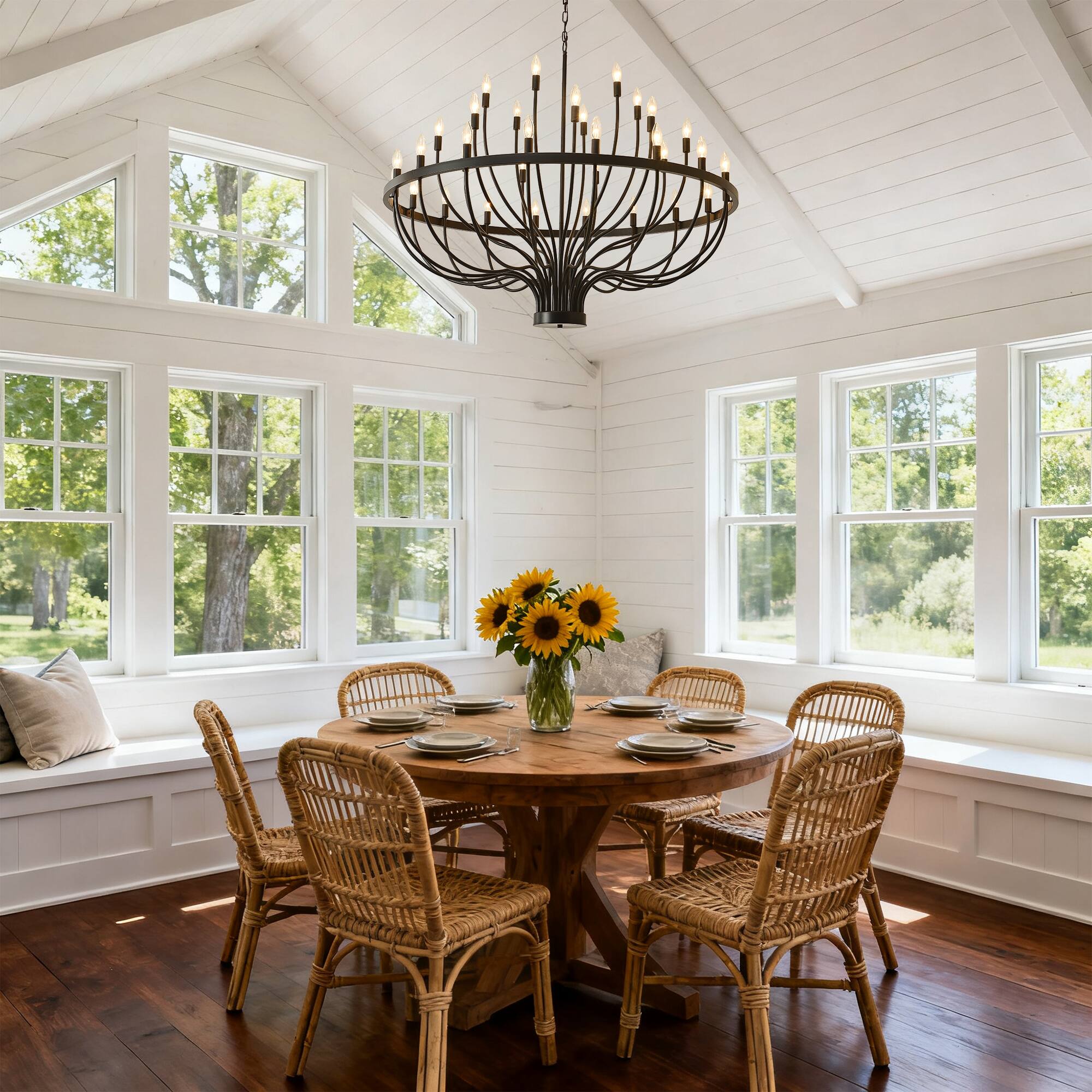 RYHNUYNE 47.2 Inch Farmhouse Foyer Chandelier Entryway High