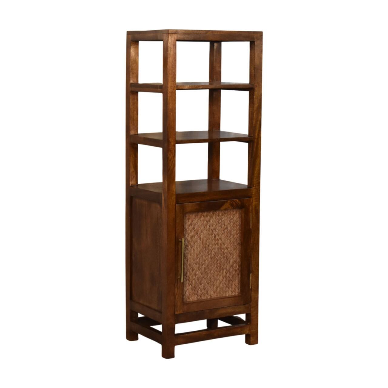 Angle. Artisan Furniture - Artisan Furniture Solid Wood Chestnut Cane Door Display Unit, Brown - Brown.