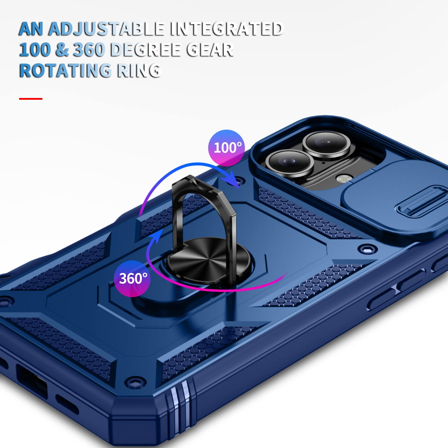 AN ADJUSTABLE INTEGRATED 100 & 360 DEGREE GEAR ROTATING RING
