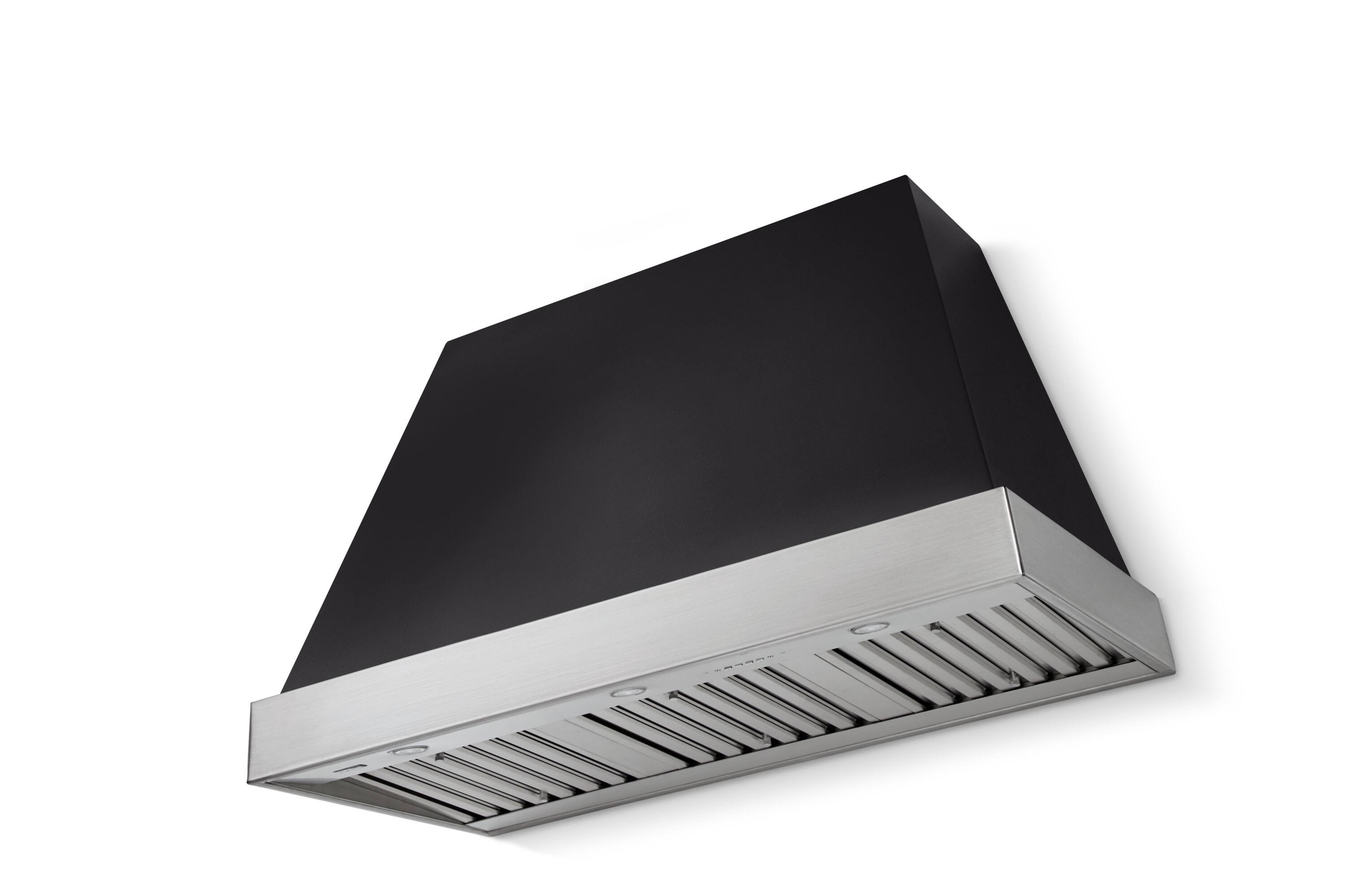 Front. AGA - AGA Euclid 48 x 30 Hood 1200 CFM_Matte Black w. Brushed Nickel Trim - Matte Black.