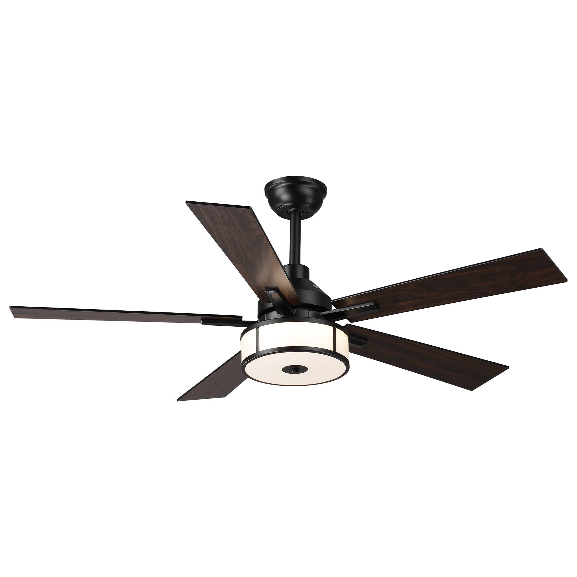 Alt View 7. Parrot Uncle - 52" Black Modern LED Ceiling Fan with Light and Remote - Black.