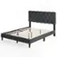 Angle. Costway - Full Size Bed Frame with Button-Tufted Headboard & Wooden Slats Easy Assembly - Gray.