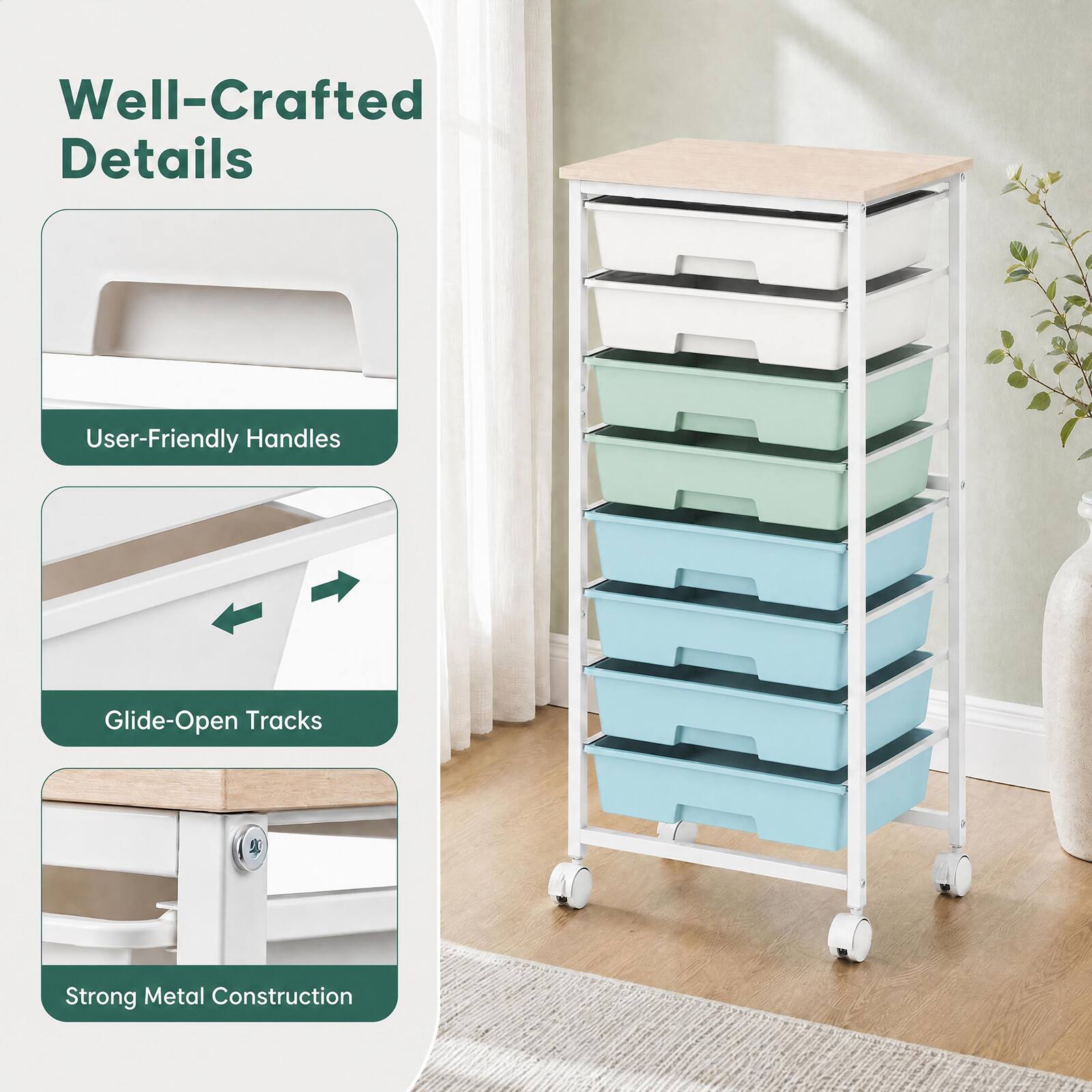 Well-Crafted Details
User-Friendly Handles
Glide-Open Tracks
Strong Metal Construction