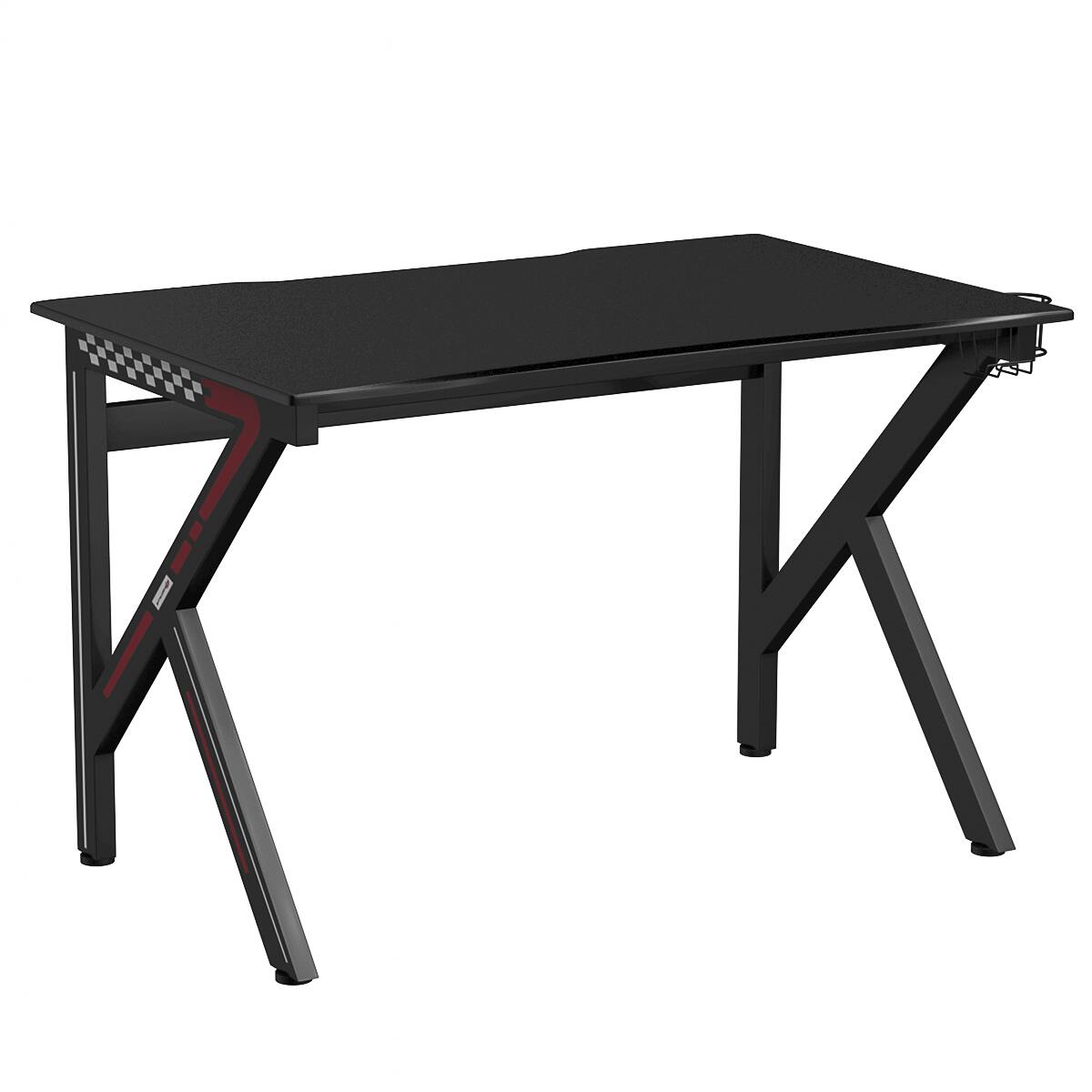 Alt View 12. Costway - K-Shaped Gaming Desk with Cup Holder - Black.