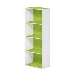 FurniFact - Open Shelf Bookcase with Engineered Wood Construction for Storage - Green/White
