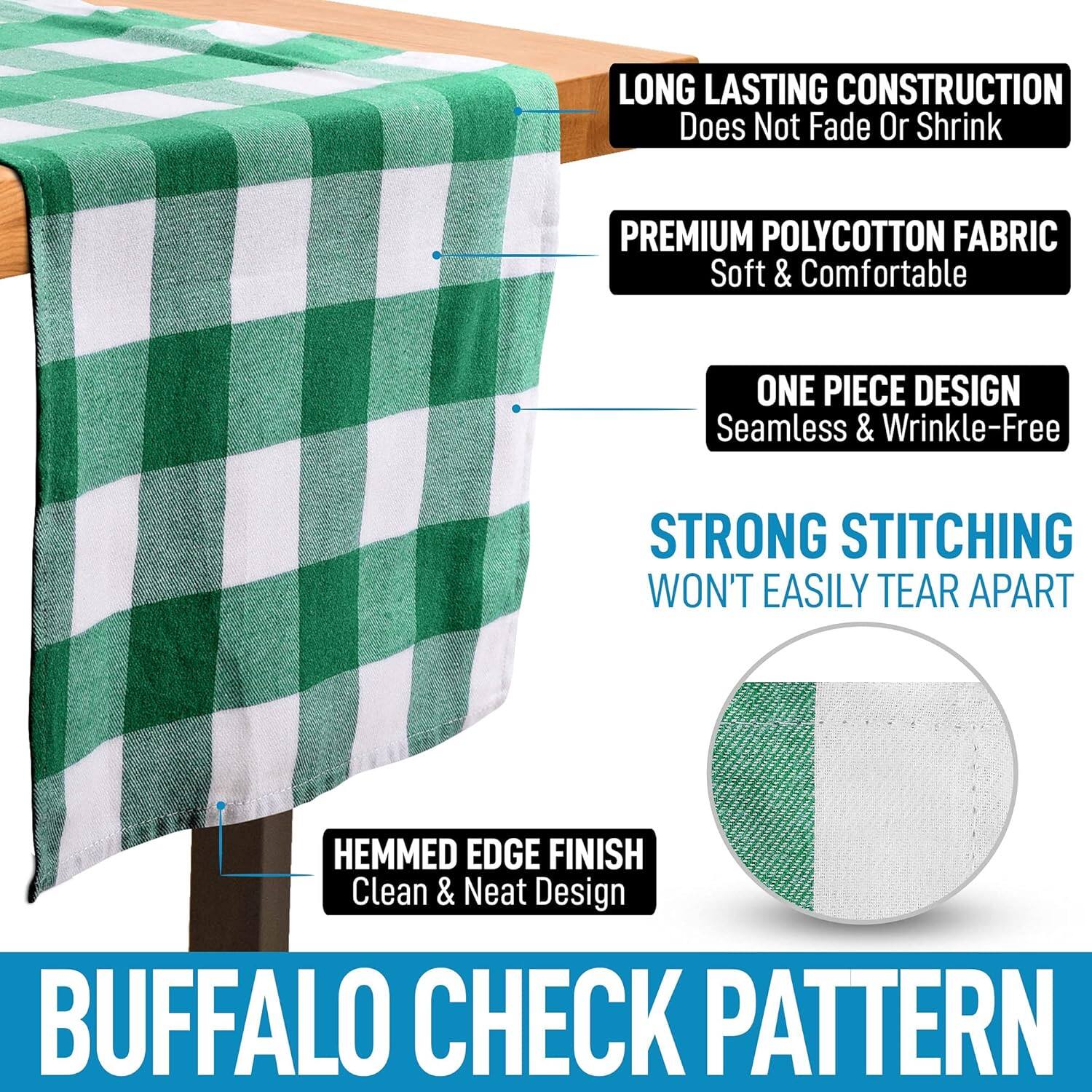 LONG LASTING CONSTRUCTION  
Does Not Fade Or Shrink  

PREMIUM POLYCOTTON FABRIC  
Soft & Comfortable  

ONE PIECE DESIGN  
Seamless & Wrinkle-Free  

STRONG STITCHING  
WON'T EASILY TEAR APART  

HEMMED EDGE FINISH  
Clean & Neat Design  

BUFFALO CHECK PATTERN