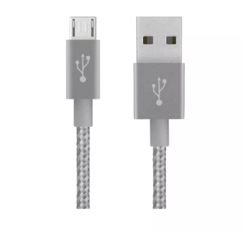 Front. Belkin - Belkin Mixit 10-Foot Premium Braided Micro USB Cable Silver Grey - Gray.