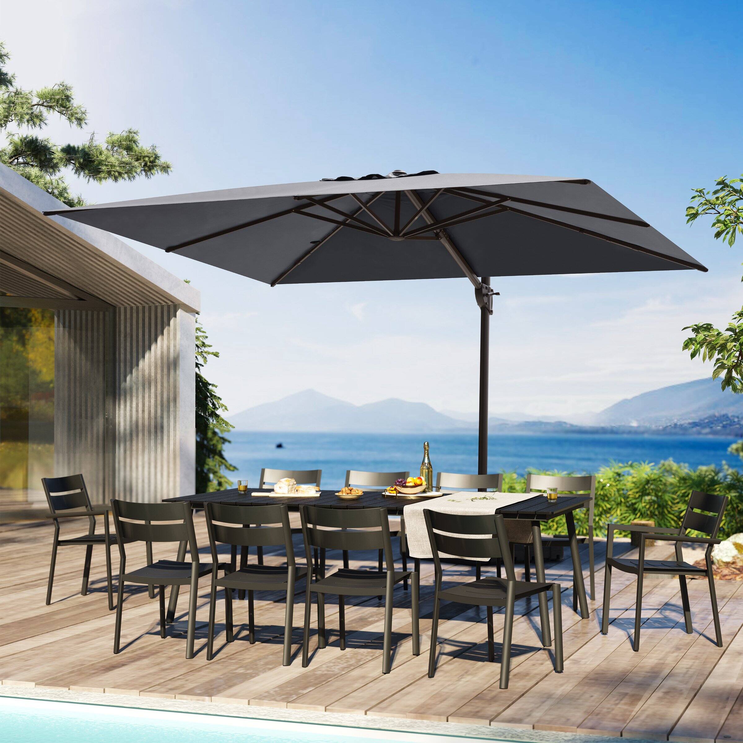 Alt View 8. Crestlive Products - Crestlive Products 12-ft Aluminum Dark Gray Slide-tilt Cantilever Patio Umbrella with base - Dark gray.
