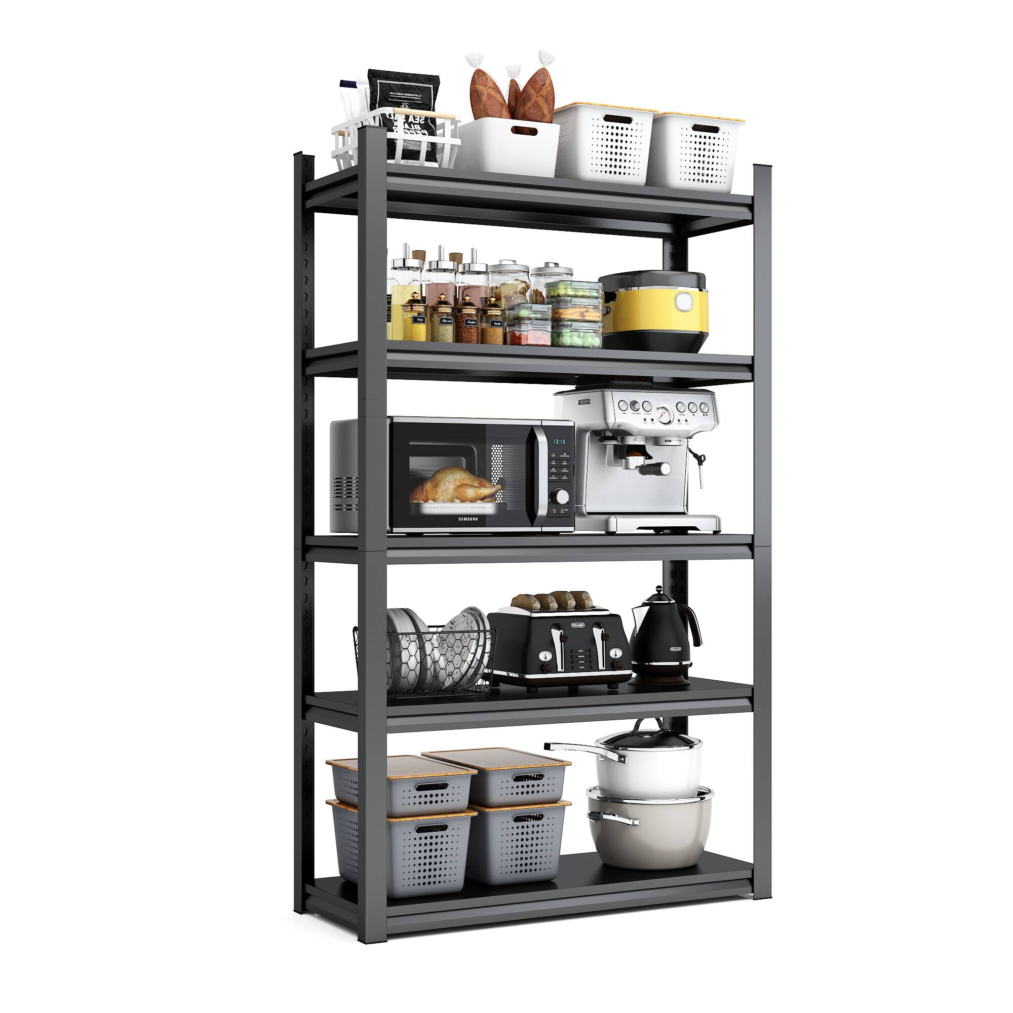 Lirago - 5-Tier Freestanding Shelving Unit 2000LB Capacity Metal Storage Shelves - Black