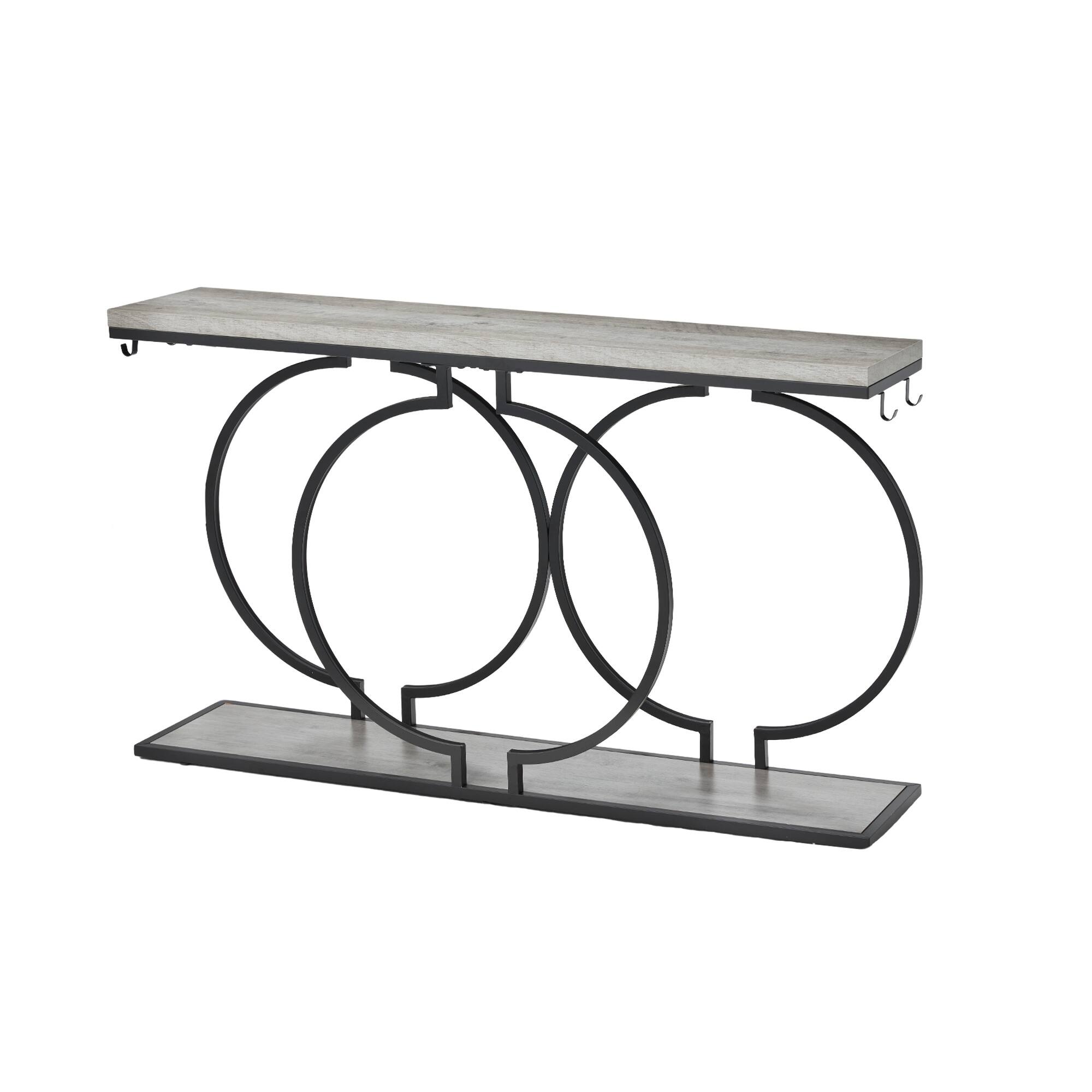 Alt View 5. U-HOMY - Grey Console Table with Shelves – 31.5"H Modern Narrow Entryway Table, Sofa Table Behind Couch - Black.