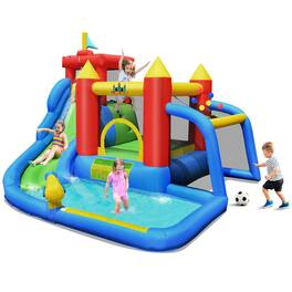 Costway - Inflatable Bouncer Water Slide Bounce House Splash Pool without Blower - Multicolour