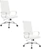 Front. LeisureMod - Set of 2 Benmar High Back Ergonomic Leather Upholstered Office Chair with Adjustable Height and Padded Armrests - White.