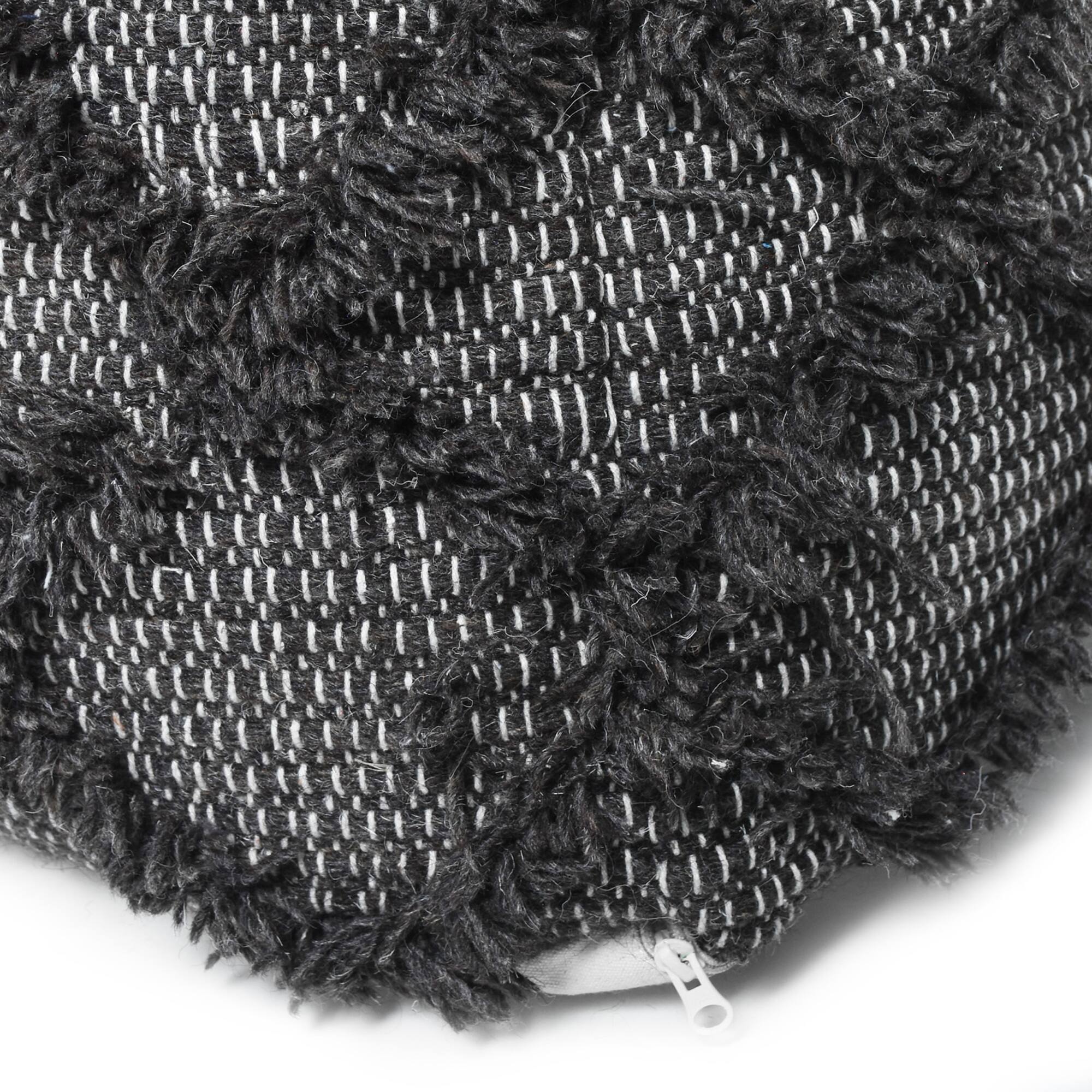 Alt View 1. GOODSILO - Handcrafted Wool and Cotton Square Pouf for Indoor Seating and Decor - Brown.