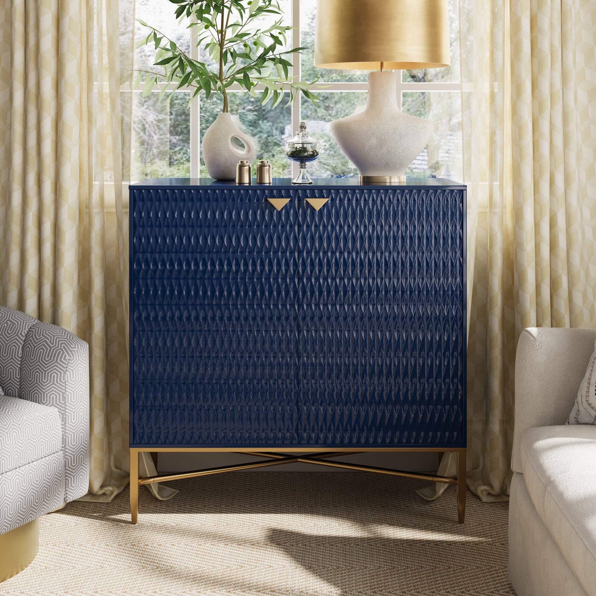 Alt View 1. Boyel Living - 32.8 in. H 2 Door Blue Locker Accent Storage Cabinet with Hardware Stand - Blue.