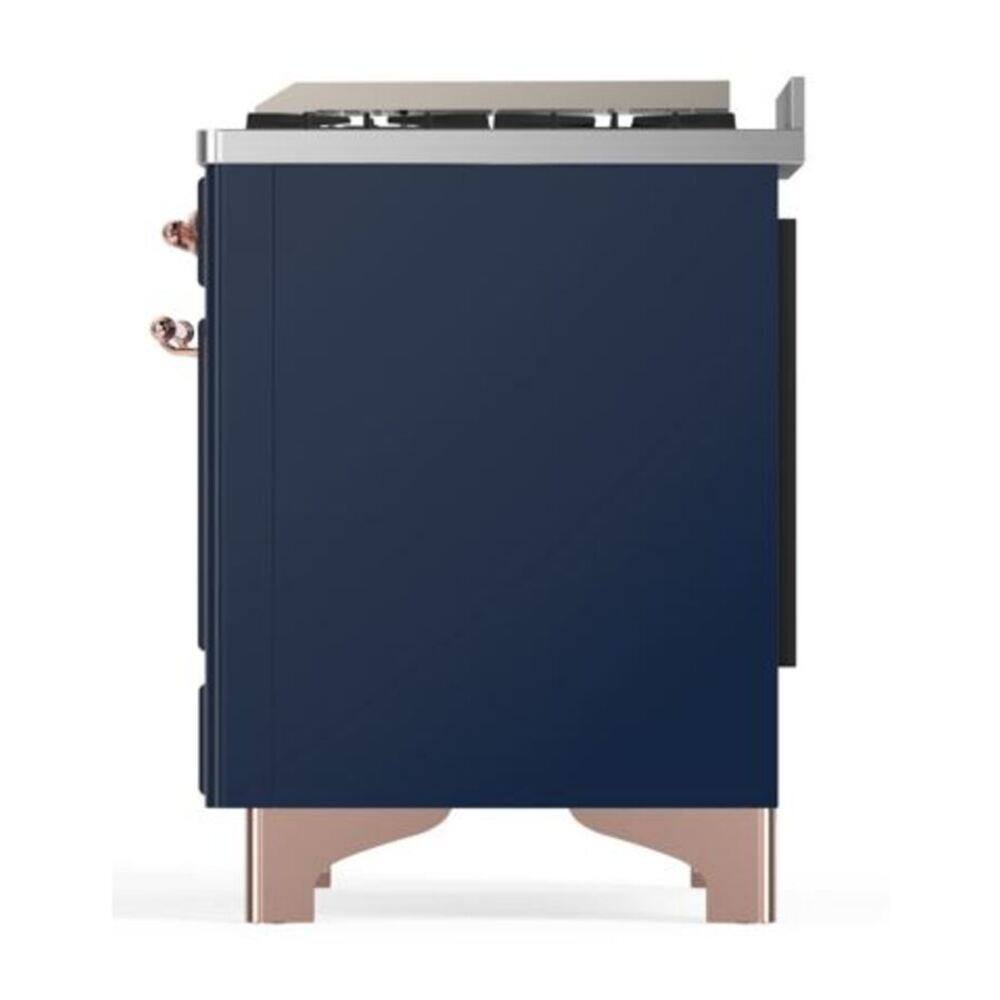 Alt View 6. ILVE - ILVE Majestic II Series 40 in. Dual Fuel Range with 6 Sealed Burners + Griddle (Natural Gas, Copper Trim) - Midnight Blue.