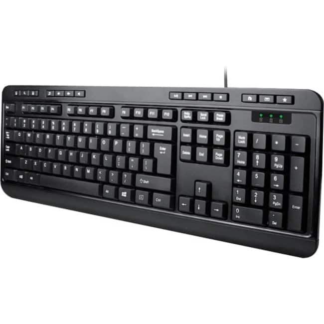 Adesso - Spill-Resistant Multimedia Desktop Keyboard (USB) - Cable Connectivity - USB Interface - 104 Key(s) - 14 Hot Key( - Black