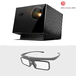 Valerion - VisionMaster Max 4K Laser Projector + Rechargeable DLP-Link 3D Glasses Bundle - Black