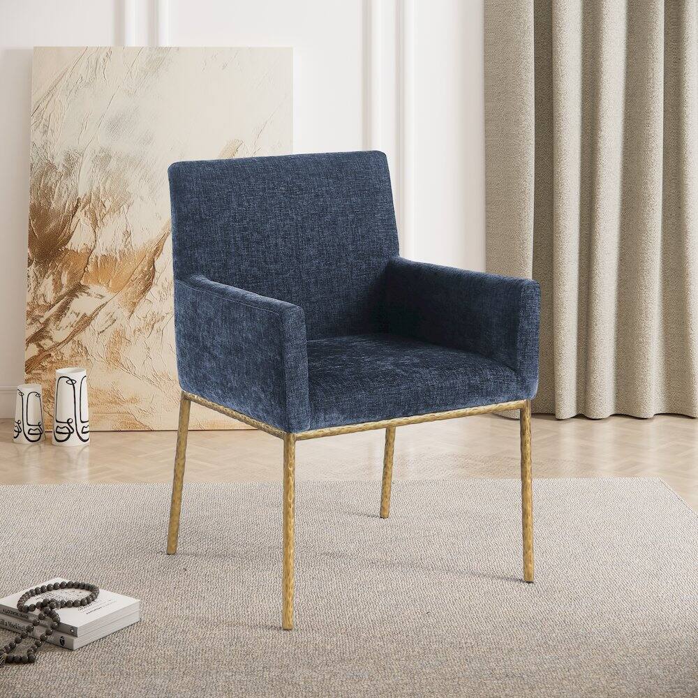 Alt View 1. Meridian Furniture - Reeves Navy Chenille Fabric Dining Chair, Set of 2 - Blue.