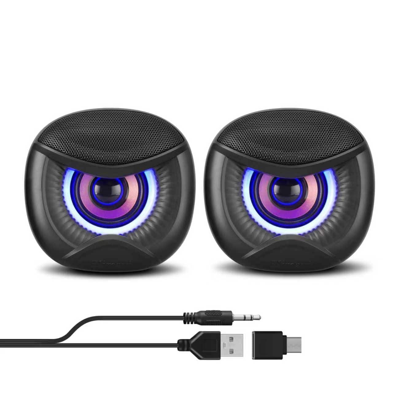 Cedar Assembly - Usb Computer Speakers For Rgb Lighting Pc With A Usb-c Interface Are Suitable Desktop Laptop Monitor Owl - Blue light