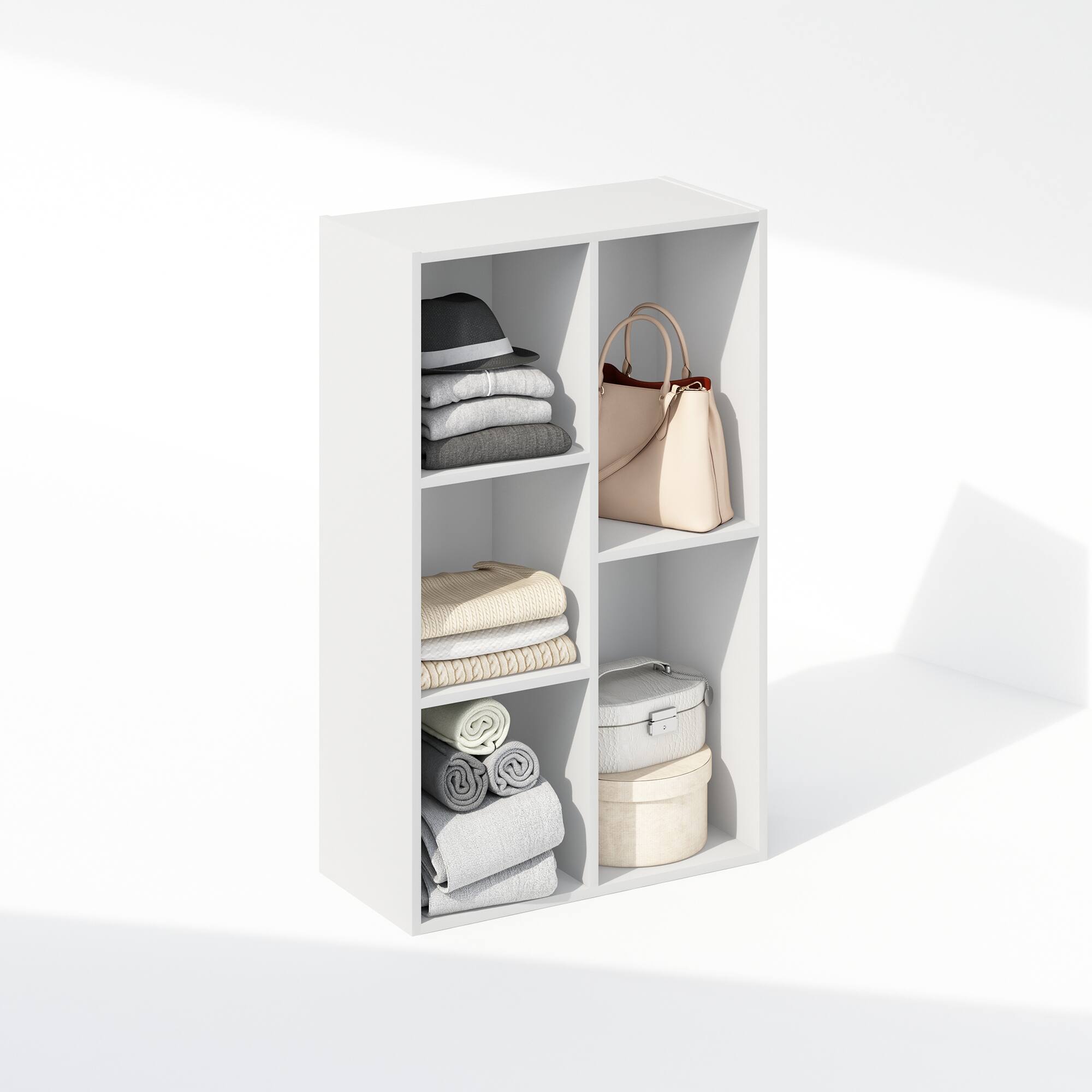 Alt View 3. Furinno - Reed 5-Cube Multipurpose Open Shelf Clothing & Closet Storage Organization - White.