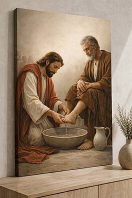 FC Design - Large Jesus Washing Feet Christian Wall Art Canvas Print 24x36" Faith Inspired Biblical Artwork Home Decor - MultiColor