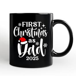 OrnamentallyYou - First Christmas as Dad 2025 Christmas Mug, Matching Family Holiday Gift - Black