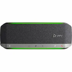 Front. HP - Poly Poly Sync 40+ Speakerphone - USB - Microphone - Battery - Silver - 1 - Silver.
