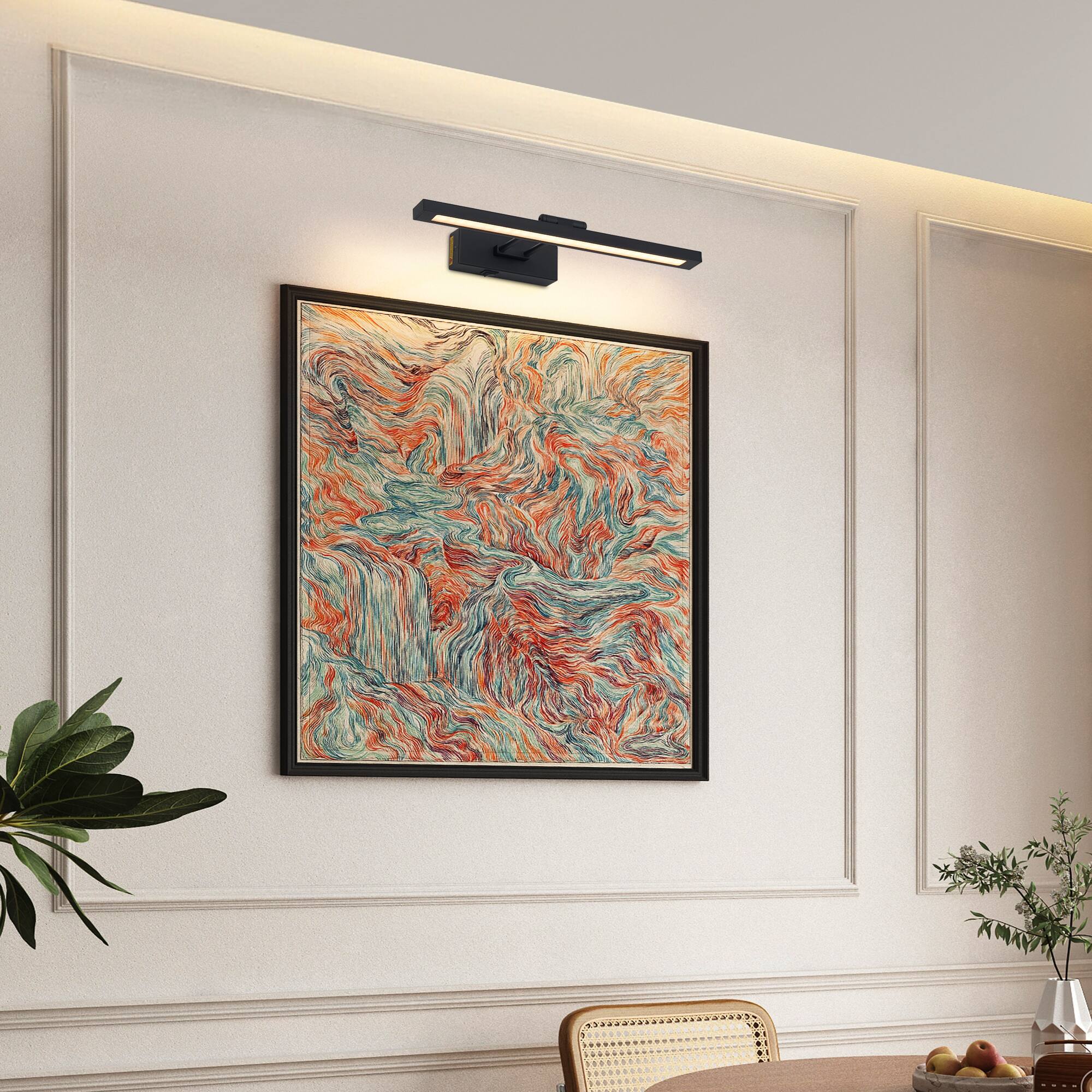 Front. APRILSOUL - Battery Picture Light Wireless Art Light Remote Full Metal Rechargeable Wall Sconce Display Lighting Chrome - Black.