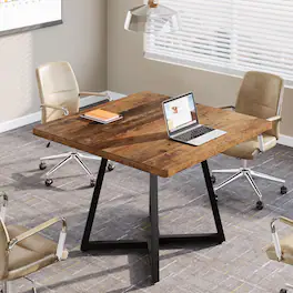 Tribesigns - 31.5" Square Conference Table - Rustic Brown