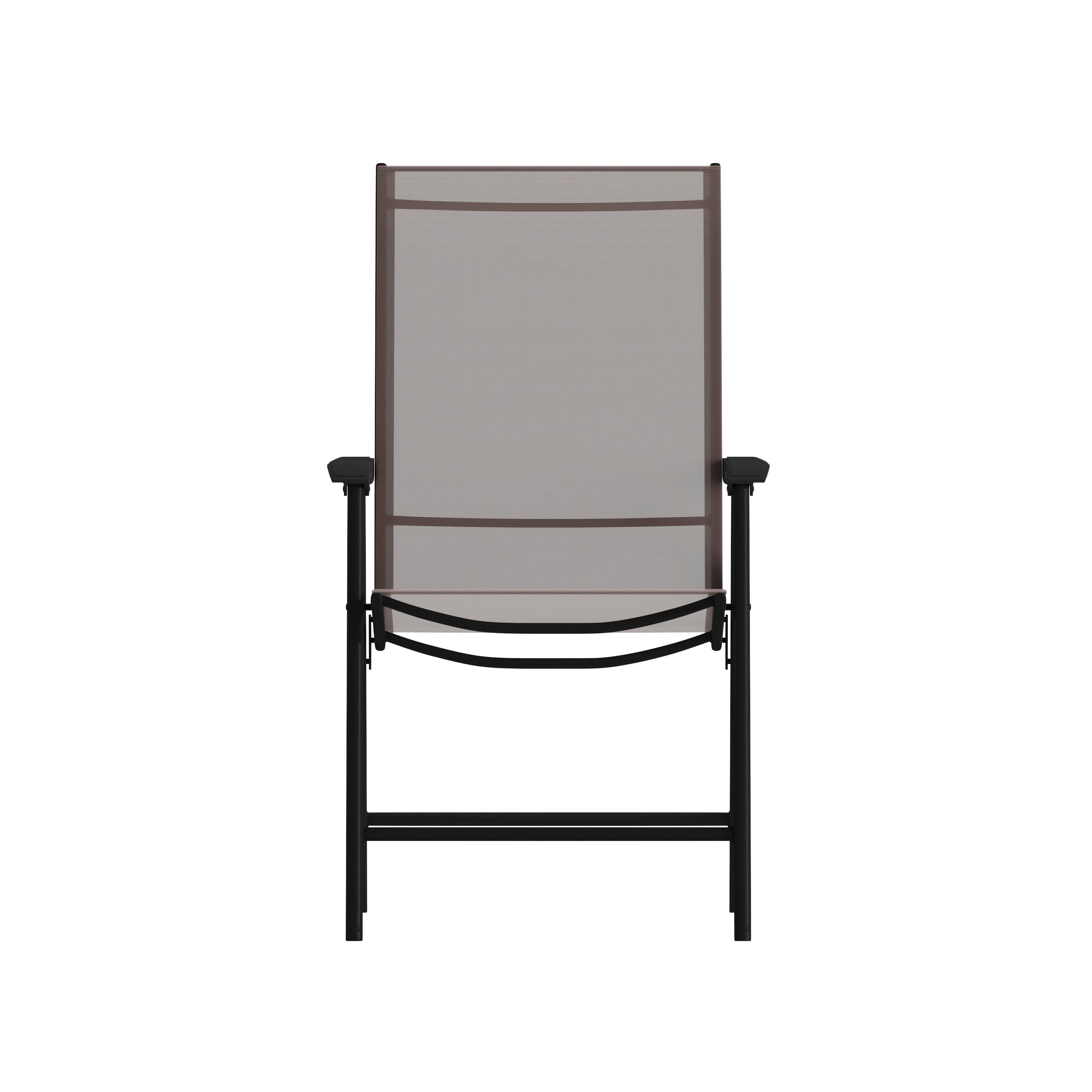 Alt View 10. Emma + Oliver - Outdoor Folding Patio Sling Chair / Portable Chair (2 Pack) - Brown.