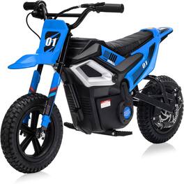 Homhougo - 24V Kids Electric Dirt Bike, 350W Mini Off-Road Motorcycle, 12” Fat Tires, Up to 14 MPH