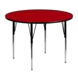 Flash Furniture - Wren 48'' Round Thermal Laminate Activity Table - Standard Height Adjustable Legs - Red