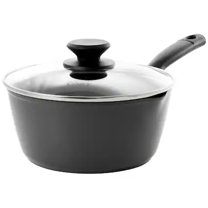 Front. Oster - Oster Kingsway 2.6 Quart Aluminum Nonstick Saucepan in Black - Black.