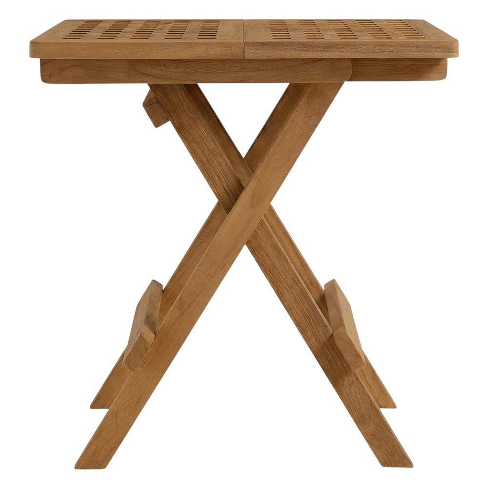 Back. Outdoor Escape - Teak Wood Outdoor Side Table With Modern Design For Patio Or Garden Use - Brown.