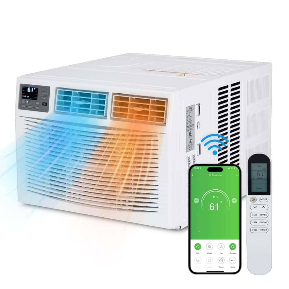 Winado - 12,000 BTU Window Air Conditioner with Heat and Dehumidifier, Wi-Fi Enabled, Energy-Efficient Window AC Unit with Remote - White