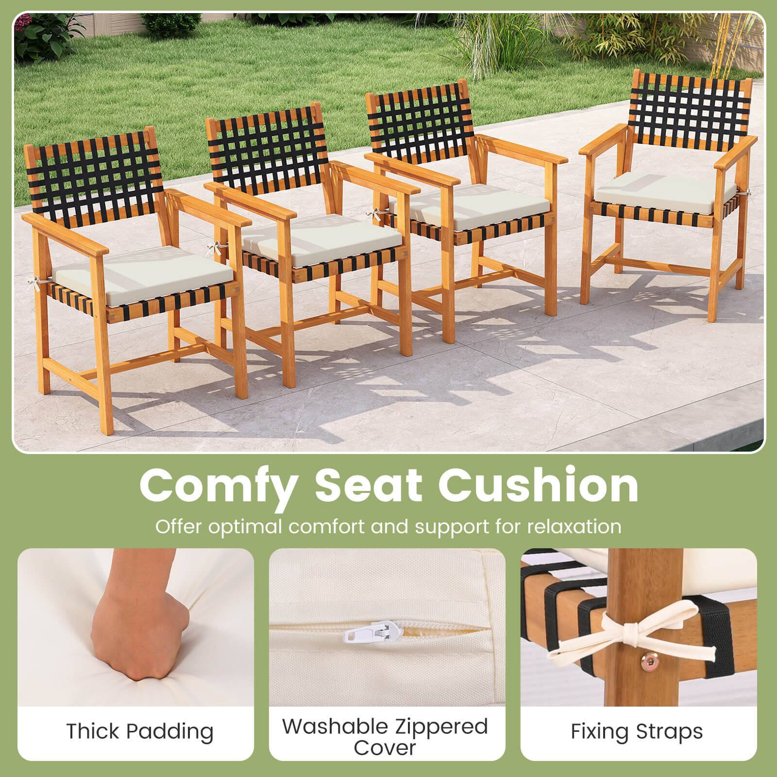 Comfy Seat Cushion  
Offer optimal comfort and support for relaxation  

- Thick Padding  
- Washable Zippered Cover  
- Fixing Straps