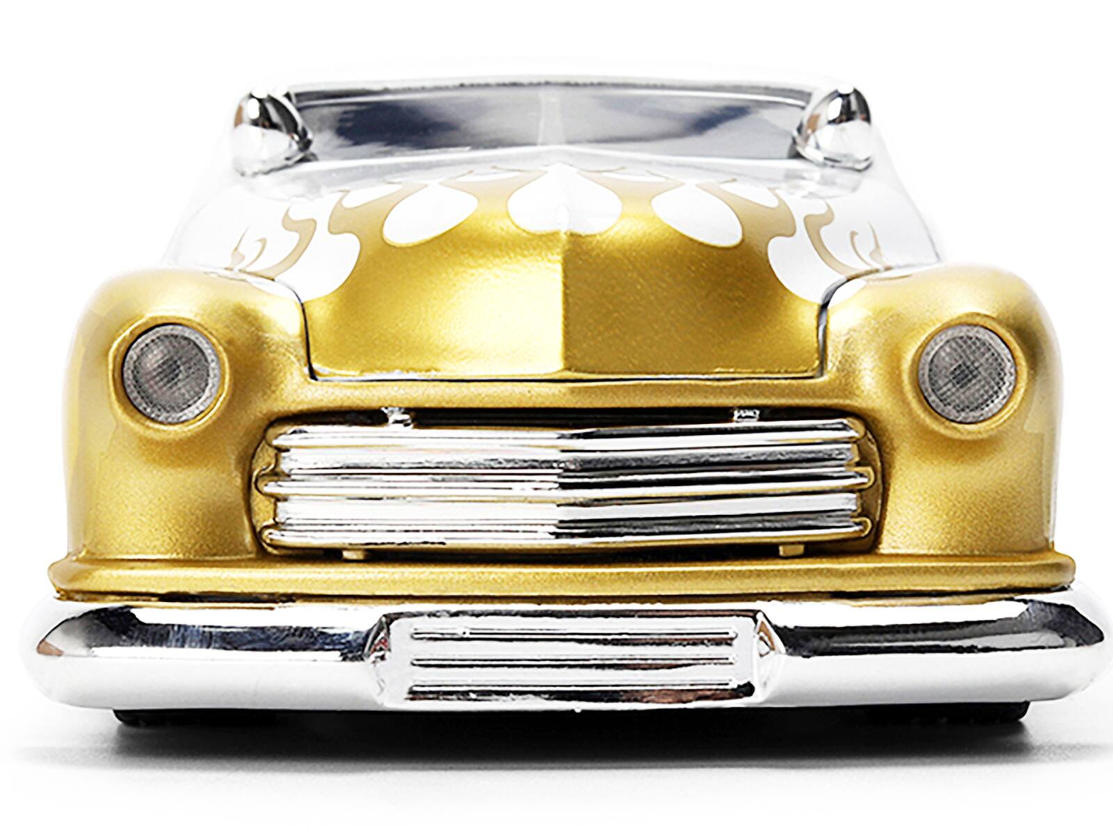 Alt View 5. Jada - 1951 Mercury Coupe White with Gold Flames "Bigtime Muscle" Series 1/24 Die Cast Model Car by Jada.